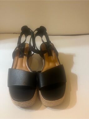 Franco Sarto Black Espadrille Wedge Sandals